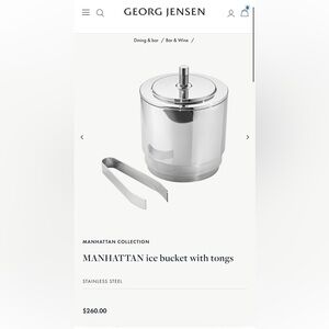 Georg Jensen Manhattan Ice Bucket with Tongs